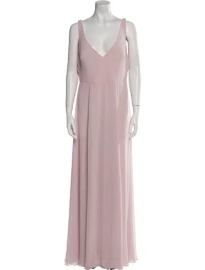 Pre-owned Watters V-neck Long Dress In Pink