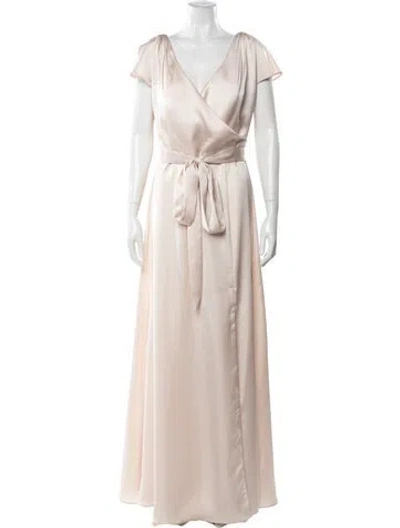 Pre-owned Watters V-neck Long Dress In Pink