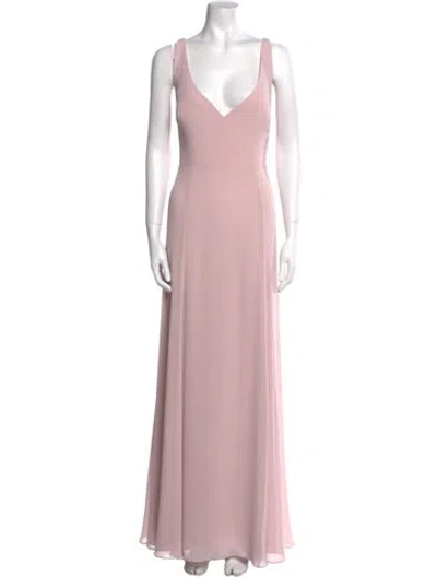 Pre-owned Watters V-neck Long Dress In Pink