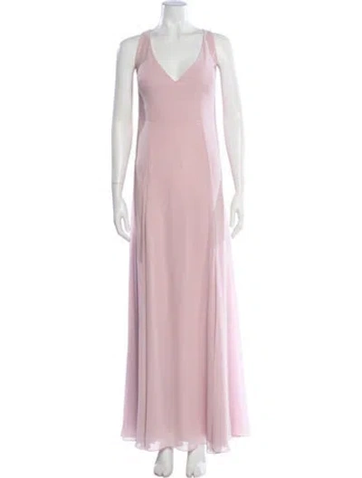 Pre-owned Watters V-neck Long Dress In Pink