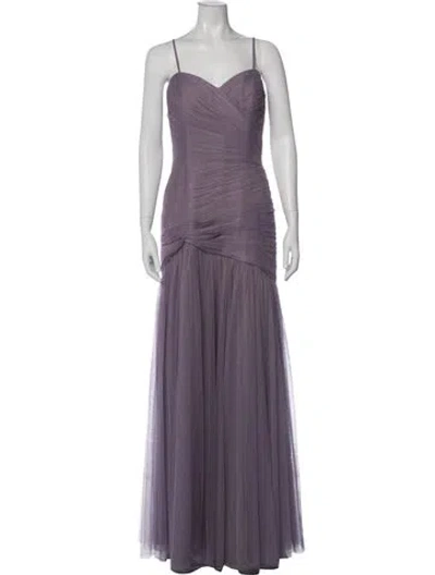 Pre-owned Watters V-neck Long Dress In Purple