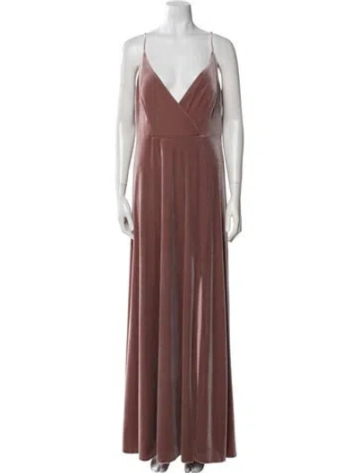 Pre-owned Watters V-neck Long Dress In Purple