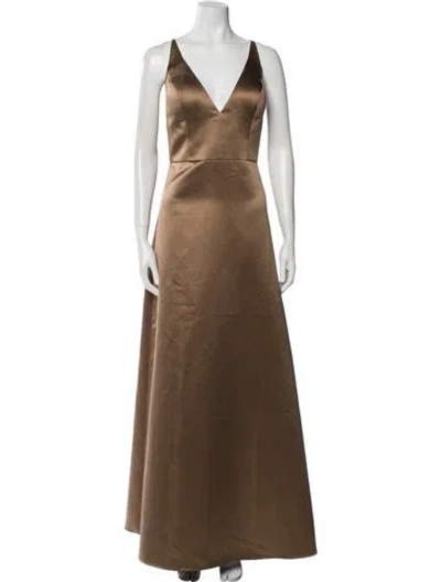 Pre-owned Watters V-neck Long Dress W/ Tags In Brown