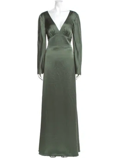 Pre-owned Watters V-neck Long Dress W/ Tags In Green