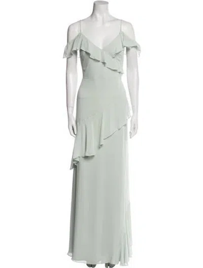 Pre-owned Watters V-neck Long Dress W/ Tags In Green