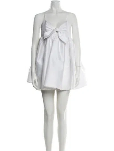 Pre-owned Watters V-neck Mini Dress In White