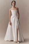 Watters Wtoo By  Allie Strapless Corset Satin Wedding Gown In White