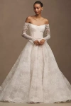 Watters Wtoo By  Pendant Lace Off-the-shoulder Long-sleeve Ball-skirt Wedding Gown In White