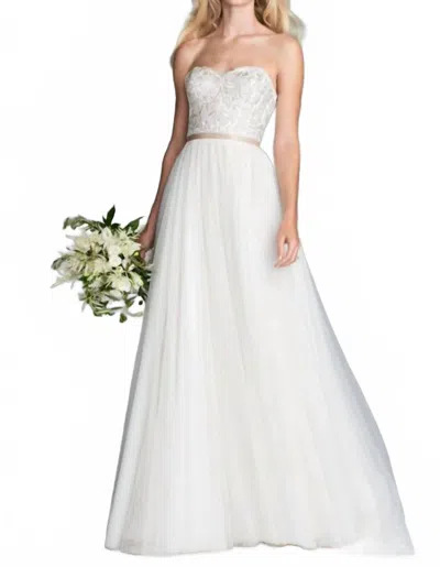 Watters Yvaine Strapless A-line Bridal Dress In Ivory/ivory/ivory In Animal Print
