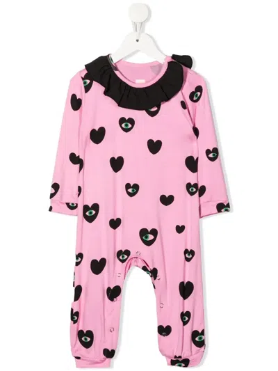 Wauw Capow By Bangbang Babies' Amelia Heart-print Romper In Pink