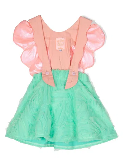 Wauw Capow By Bangbang Kids' Angel Two-tone Dress In Green