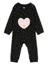 Wauw Capow By Bangbang Big Hearted Long-sleeved Onesie In Black