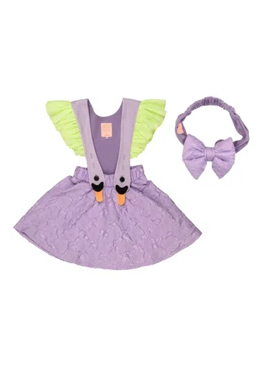 Wauw Capow By Bangbang Kids' Bird Girl Dress In Purple