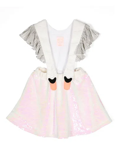Wauw Capow By Bangbang Kids' Bird Girl Frill Sequin Dress In White