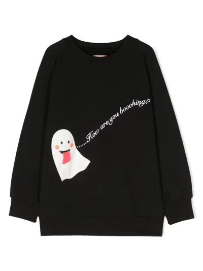 Wauw Capow By Bangbang Kids' Booohing Graphic-print Sweatshirt In Black