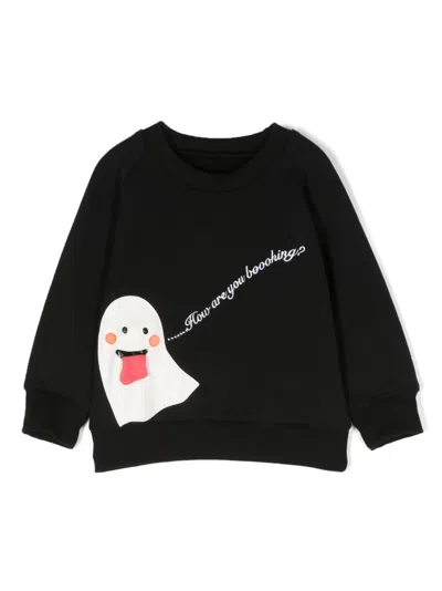 Wauw Capow By Bangbang Babies' Booohing Organic-cotton Sweatshirt In Black
