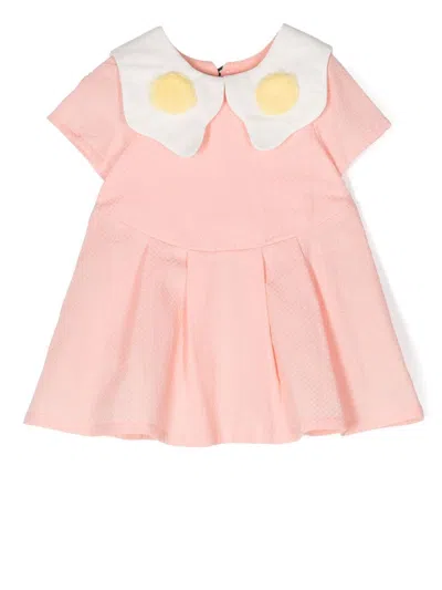 Wauw Capow By Bangbang Babies' Brekkie Embroidered Short-sleeved Dress In Pink