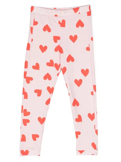 Wauw Capow By Bangbang Kids' Camille Lovey Heart-print Leggings In Orange