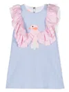 Wauw Capow By Bangbang Chirping Ruffled Cotton Dress In Blue