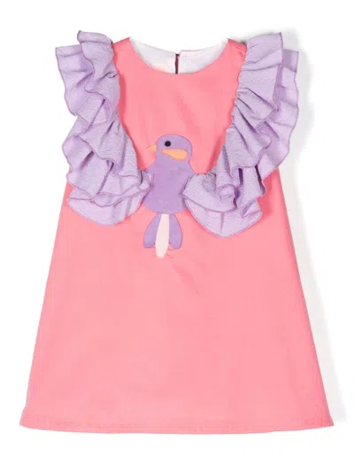 Wauw Capow By Bangbang Kids' Chirping Trapeze Dress In Pink