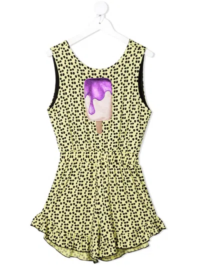 Wauw Capow By Bangbang Kids' Columbia Print Playsuit In Yellow