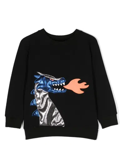 Wauw Capow By Bangbang Kids' Draggi Appliqué-detail Sweatshirt In Black