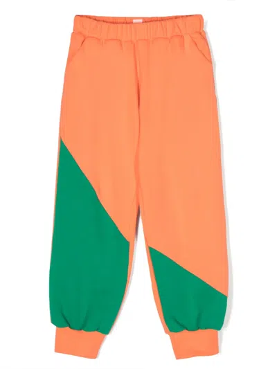 Wauw Capow By Bangbang Kids' Emma Mixed Stretch Organic-cotton Trousers In Orange