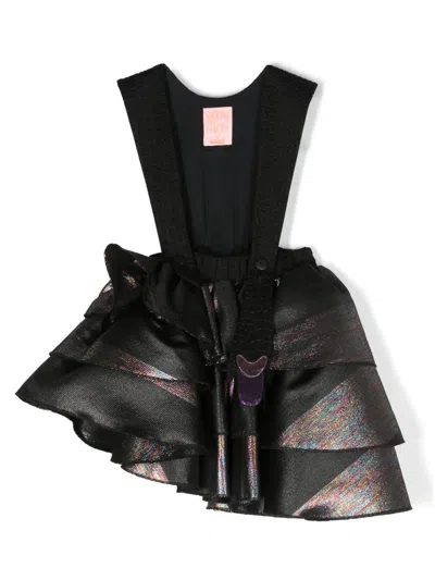 Wauw Capow By Bangbang Kids' Fairytale Rainbow Metallic-threading Dress In Black