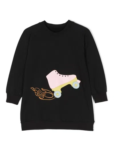 Wauw Capow By Bangbang Kids' Fast Freja Sweatshirt Dress In Black