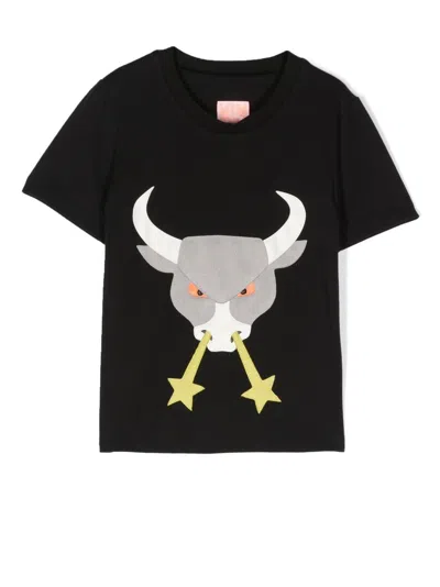 Wauw Capow By Bangbang Kids' Graphic-appliqué Organic-cotton T-shirt In Black