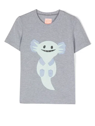 Wauw Capow By Bangbang Kids' Graphic-appliqué T-shirt In Grey