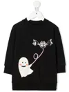 Wauw Capow By Bangbang Happy Ghost Sweatshirt Dress In Black
