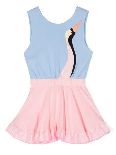 Wauw Capow By Bangbang Kids' Havana Crane Jersey Dress In Blue