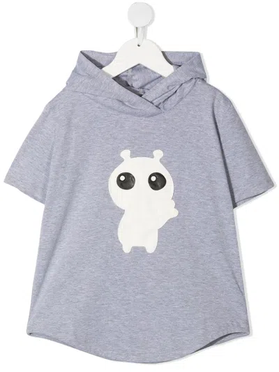 Wauw Capow By Bangbang Kids' Hi Buddy Hooded T-shirt In Grey