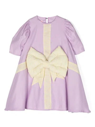 Wauw Capow By Bangbang Kids' Ivy Bow Jersey Dress In Purple