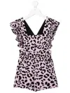 Wauw Capow By Bangbang Leopard Print Ruffle Playsuit In Purple