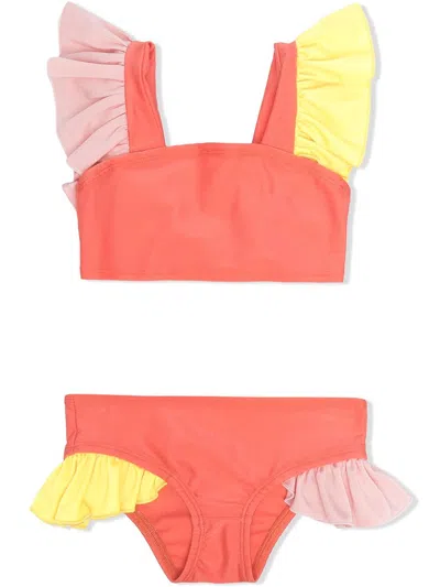 Wauw Capow By Bangbang Kids' Loretta Ruffled Bikini Set In Orange