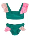 Wauw Capow By Bangbang Loretta Ruffled-detail Bikini In Green
