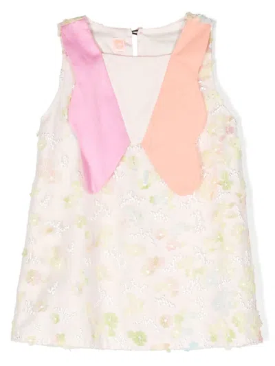 Wauw Capow By Bangbang Kids' Lucy Floral-embroidered Dress In Pink