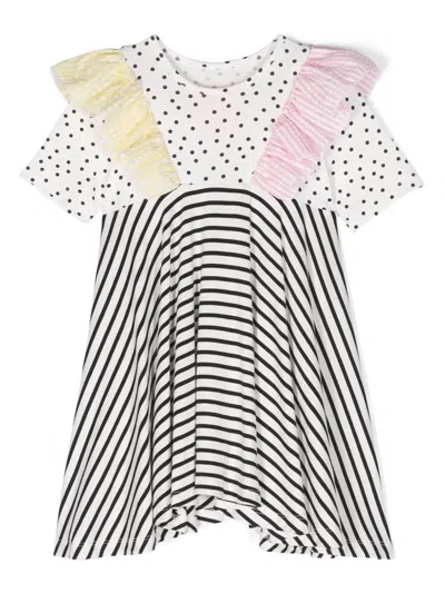 Wauw Capow By Bangbang Kids' Nyomi Mix Jersey Dress In White