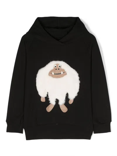 Wauw Capow By Bangbang Kids' Patch-detail Stretch Organic-cotton Hoodie In Black