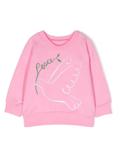 Wauw Capow By Bangbang Babies' Peace Out Organic Cotton Sweatshirt In Pink