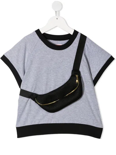Wauw Capow By Bangbang Kids' Ray Pouch Detail T-shirt In Grey