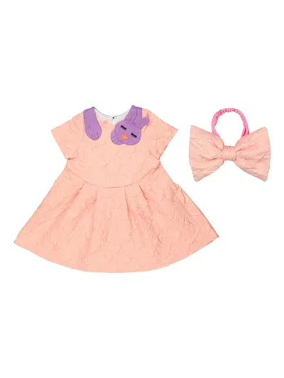 Wauw Capow By Bangbang Kids' Sleepy Rabbit Dress In Pink
