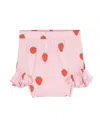 Wauw Capow By Bangbang Strawberry-print Ruffled Bloomers In Pink