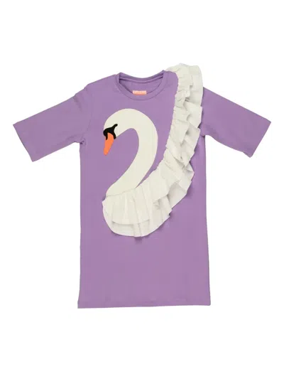 Wauw Capow By Bangbang Kids' Sweet Swan Dress In Purple