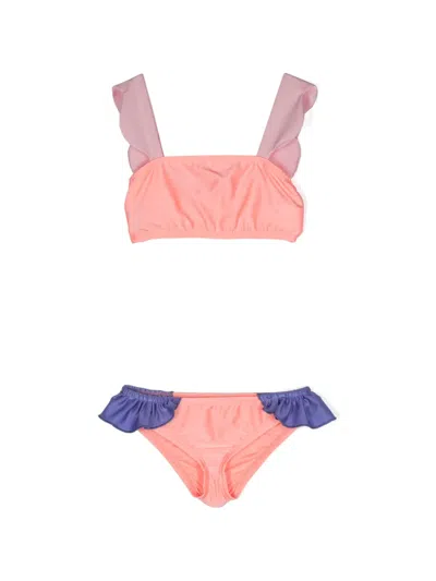 Wauw Capow By Bangbang Kids' Vega Colour-block Bikini In Orange
