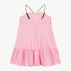 WAUW CAPOW GIRLS PINK TIERED COTTON BUTTERFLY DRESS