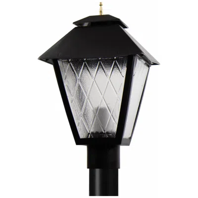 Wave Lighting Colonial Black Post Top Light Clear Beveled Diamond Lens