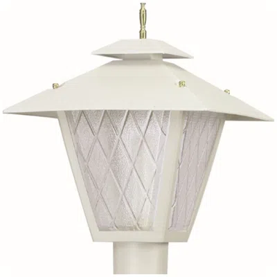 Wave Lighting Colonial White Post Top Light Clear Beveled Diamond Lens